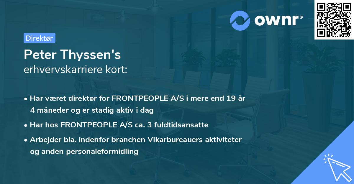 Peter Thyssen's erhvervskarriere kort