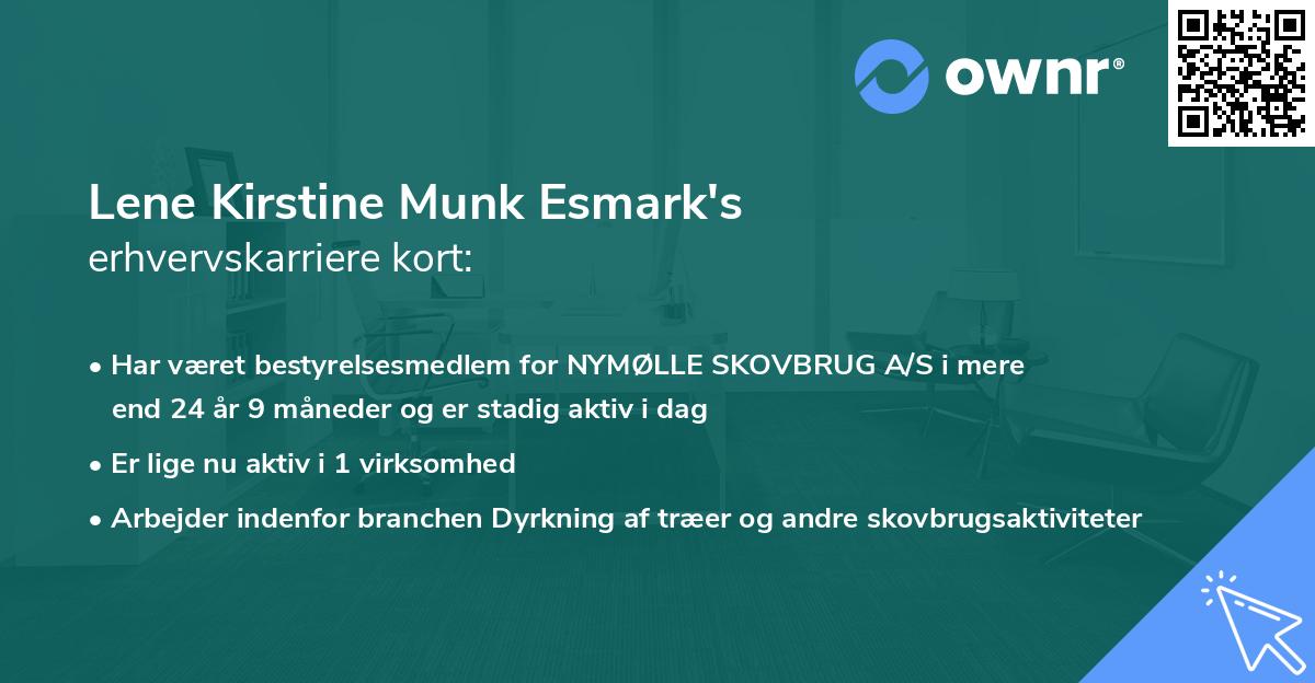 Lene Kirstine Munk Esmark's erhvervskarriere kort