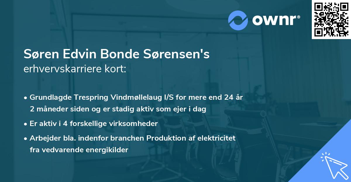 Søren Edvin Bonde Sørensen's erhvervskarriere kort