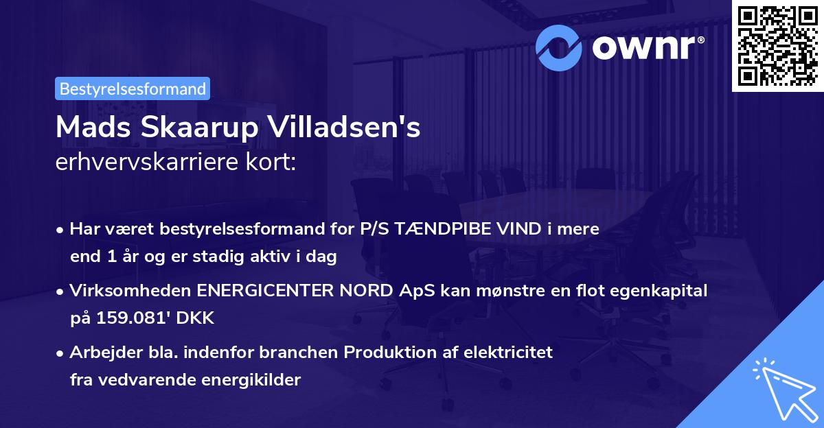 Mads Skaarup Villadsen's erhvervskarriere kort