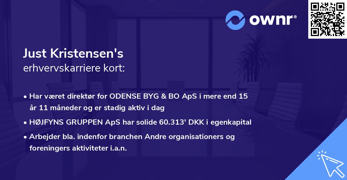 Just Kristensen's erhvervskarriere kort