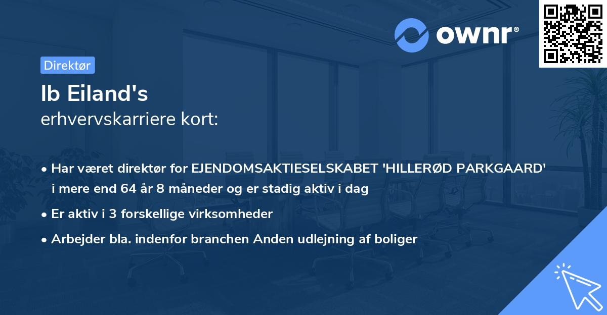 Ib Eiland's erhvervskarriere kort
