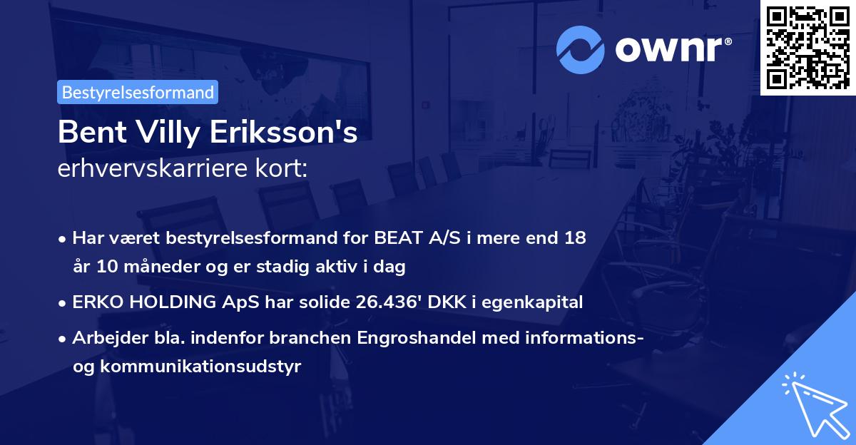 Bent Villy Eriksson's erhvervskarriere kort