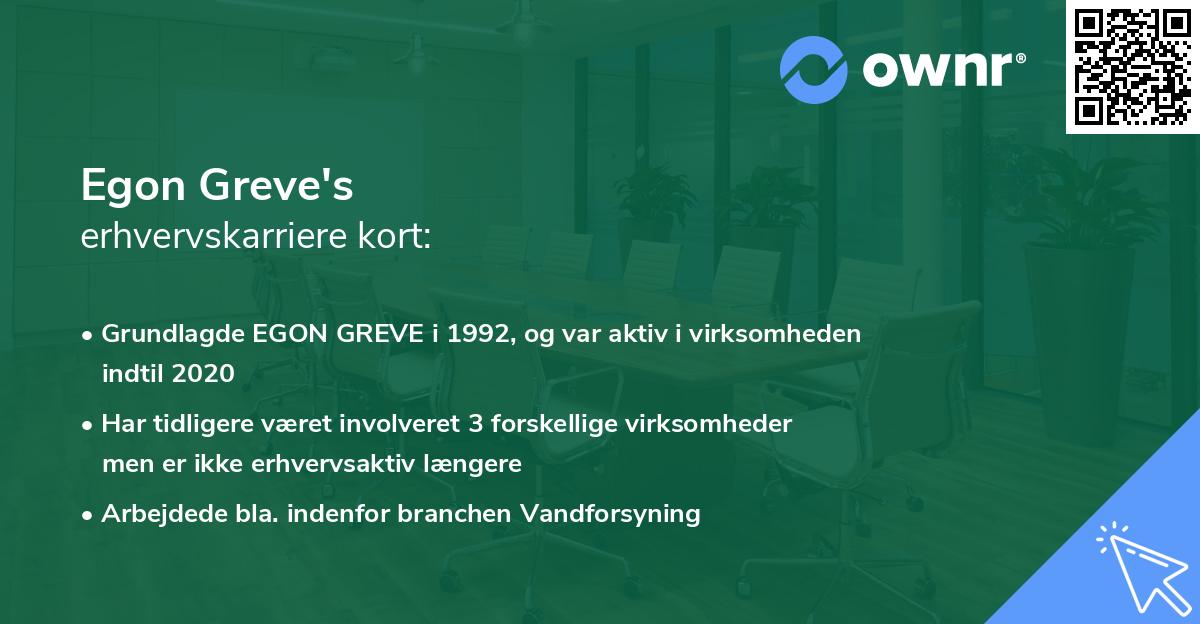 Egon Greve's erhvervskarriere kort
