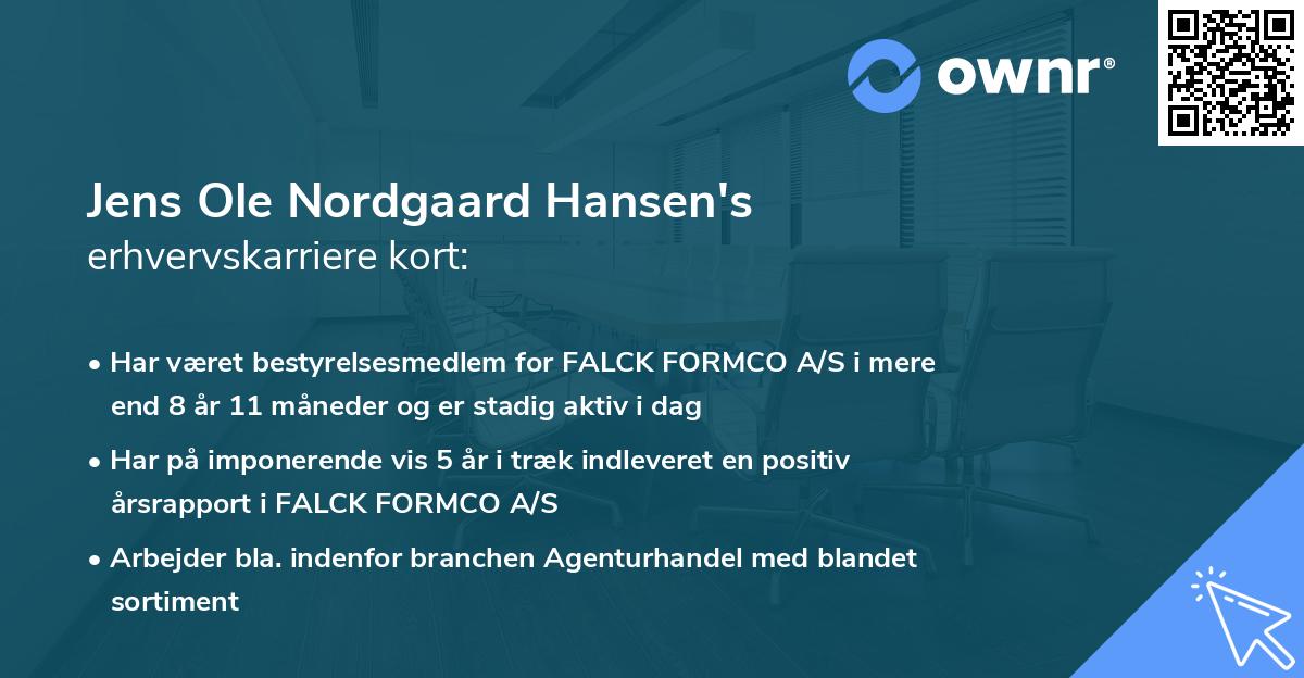 Jens Ole Nordgaard Hansen's erhvervskarriere kort