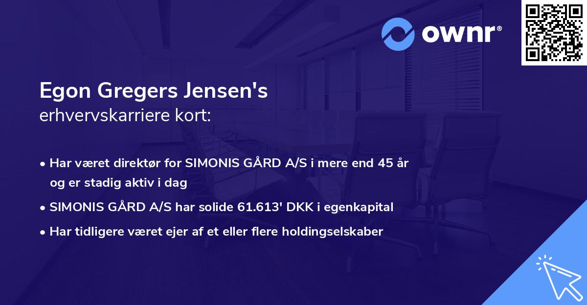 Egon Gregers Jensen's erhvervskarriere kort