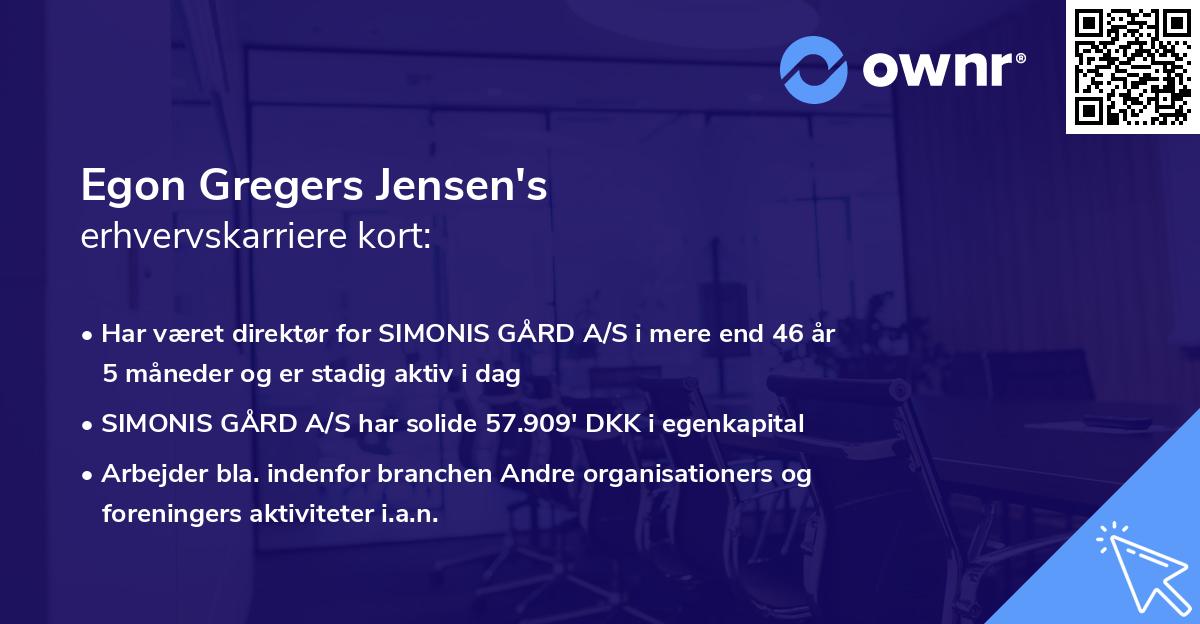 Egon Gregers Jensen's erhvervskarriere kort