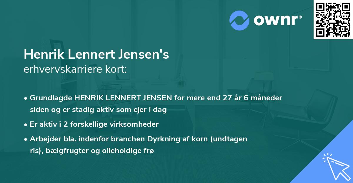 Henrik Lennert Jensen's erhvervskarriere kort