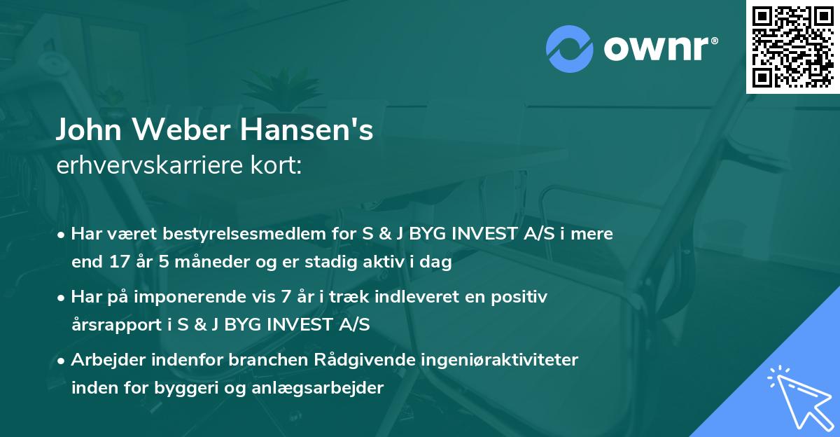 John Weber Hansen's erhvervskarriere kort