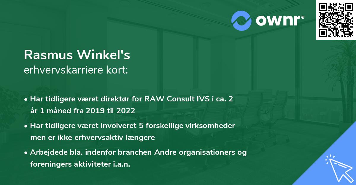 Rasmus Winkel's erhvervskarriere kort