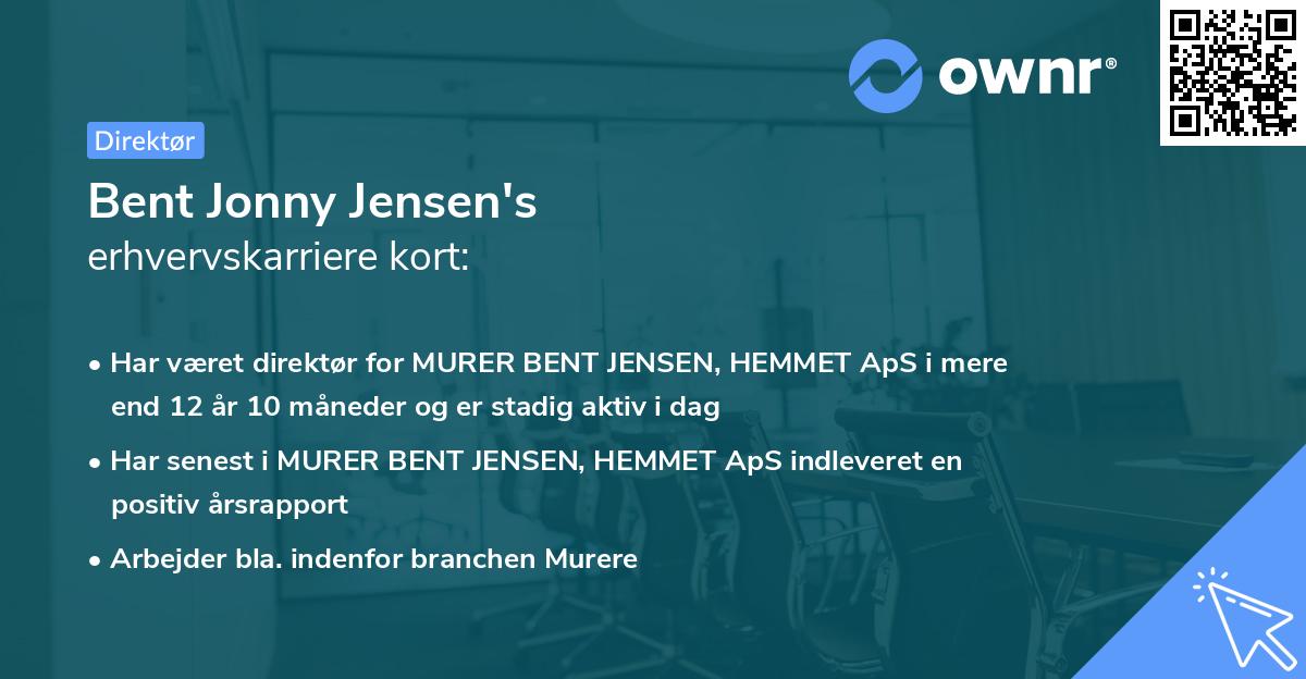 Bent Jonny Jensen's erhvervskarriere kort