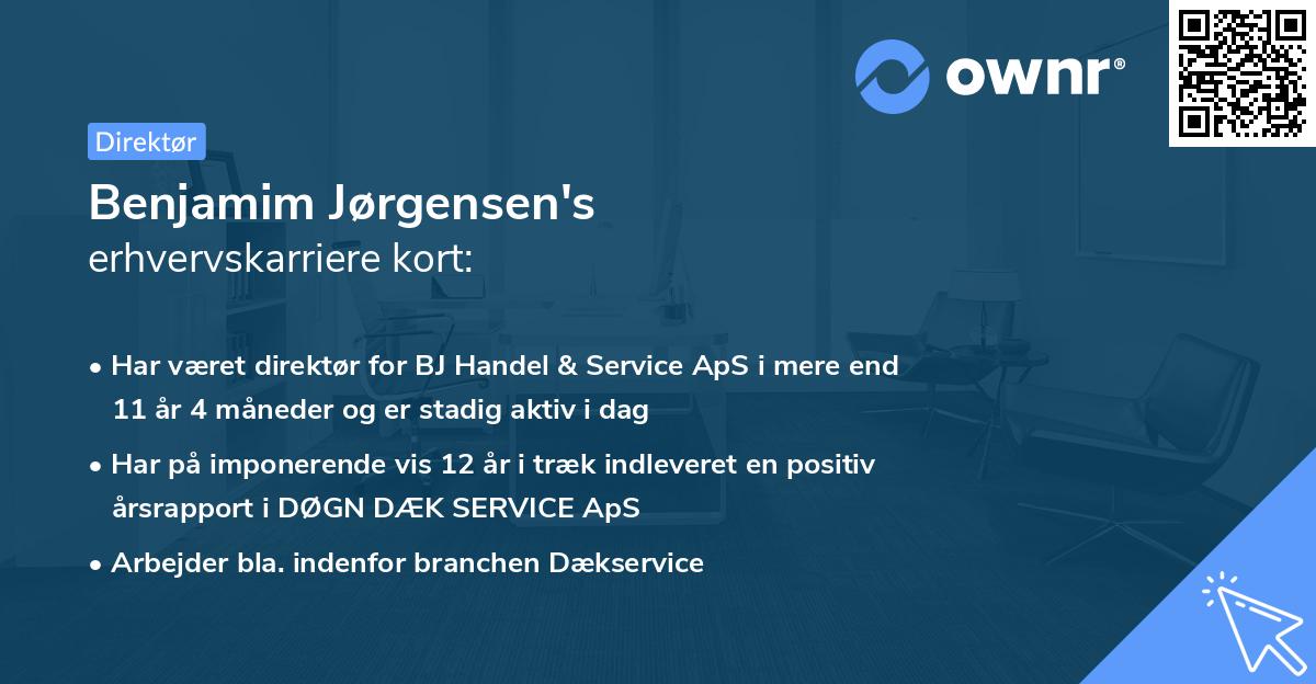 Benjamim Jørgensen's erhvervskarriere kort