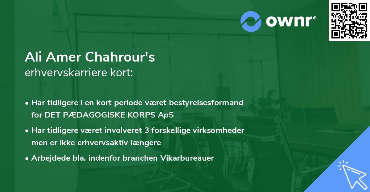 Ali Amer Chahrour's erhvervskarriere kort