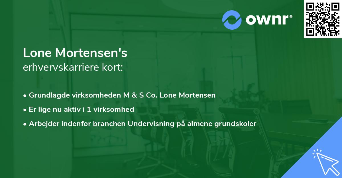 Lone Mortensen's erhvervskarriere kort