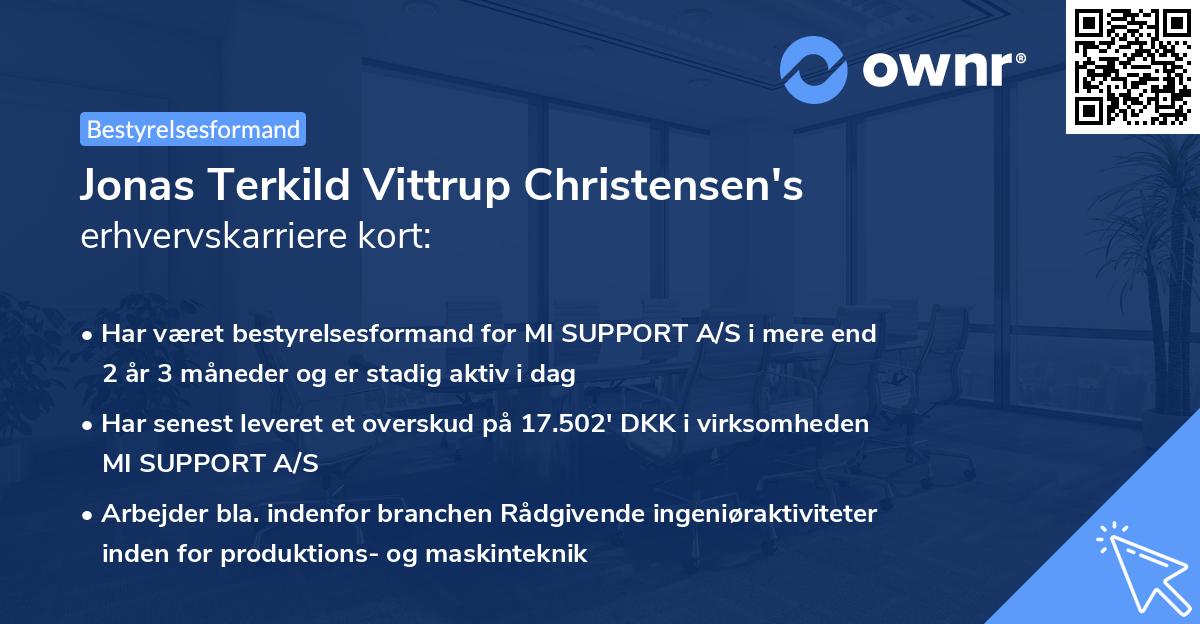 Jonas Terkild Vittrup Christensen's erhvervskarriere kort