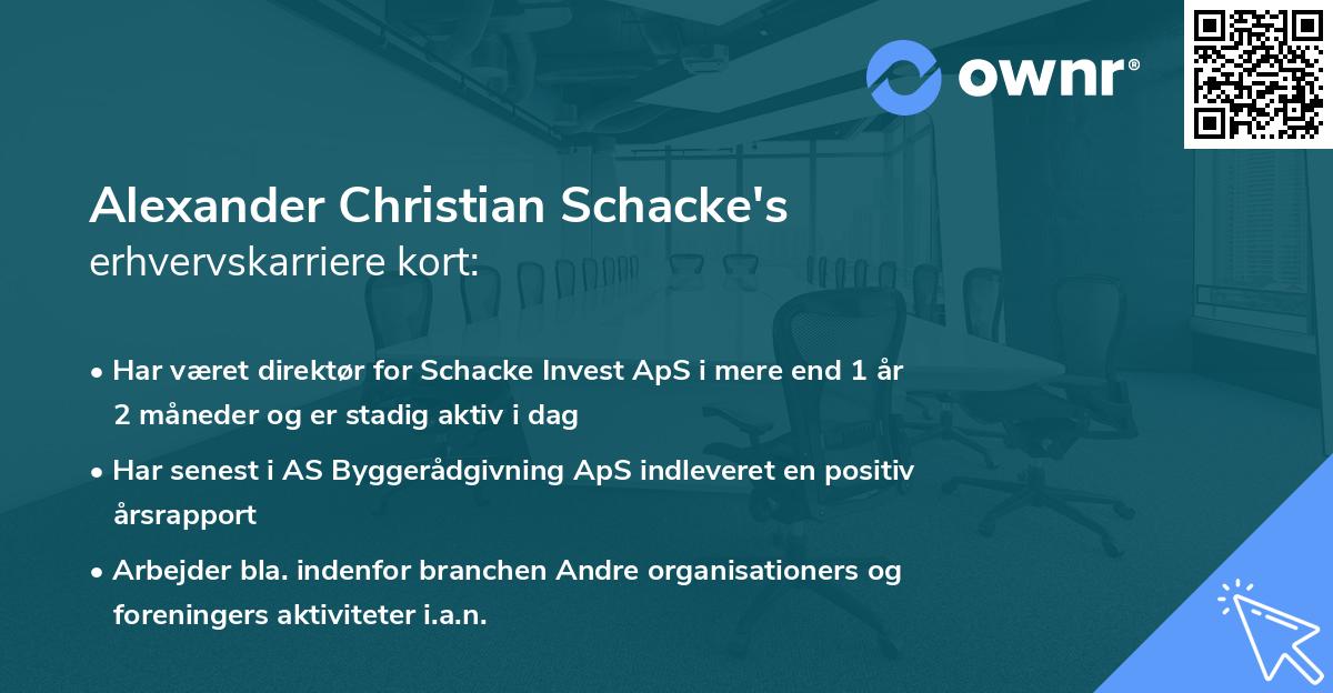 Alexander Christian Schacke's erhvervskarriere kort
