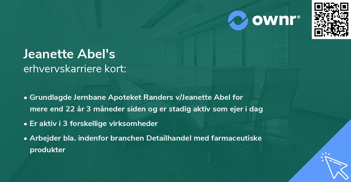 Jeanette Abel's erhvervskarriere kort