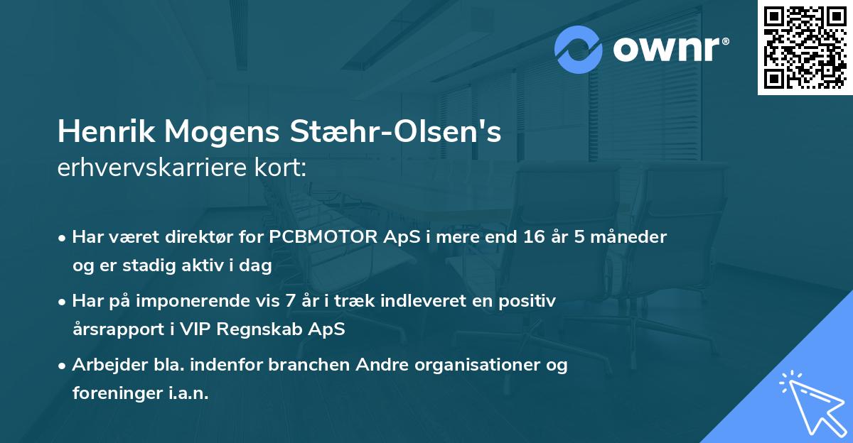 Henrik Mogens Stæhr-Olsen's erhvervskarriere kort