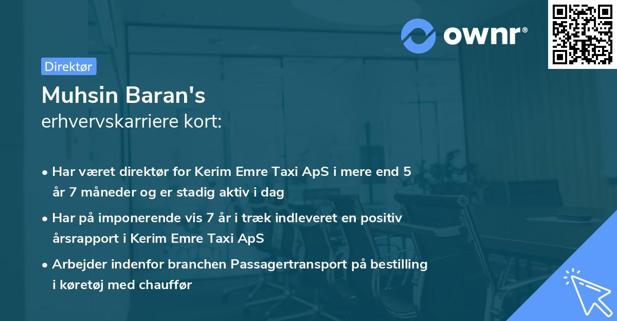 Muhsin Baran's erhvervskarriere kort