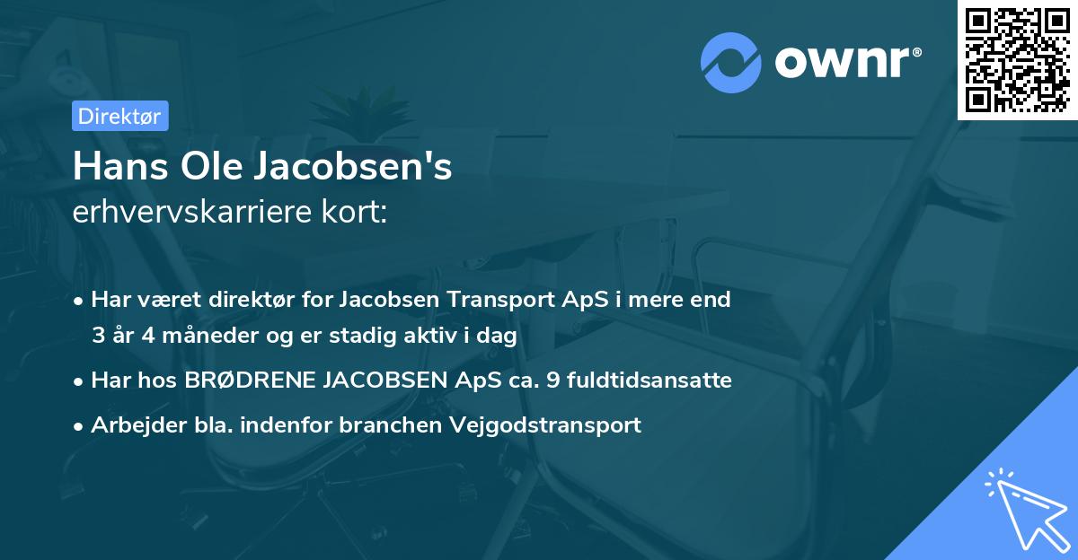 Hans Ole Jacobsen's erhvervskarriere kort