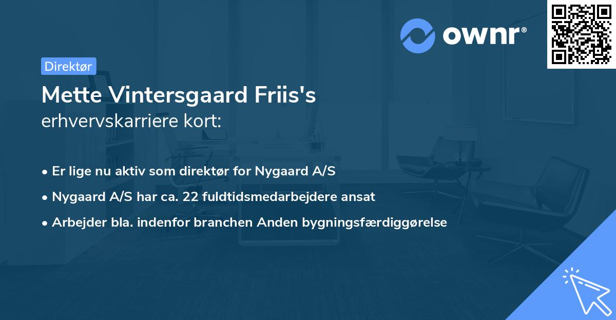 Mette Vintersgaard Friis's erhvervskarriere kort