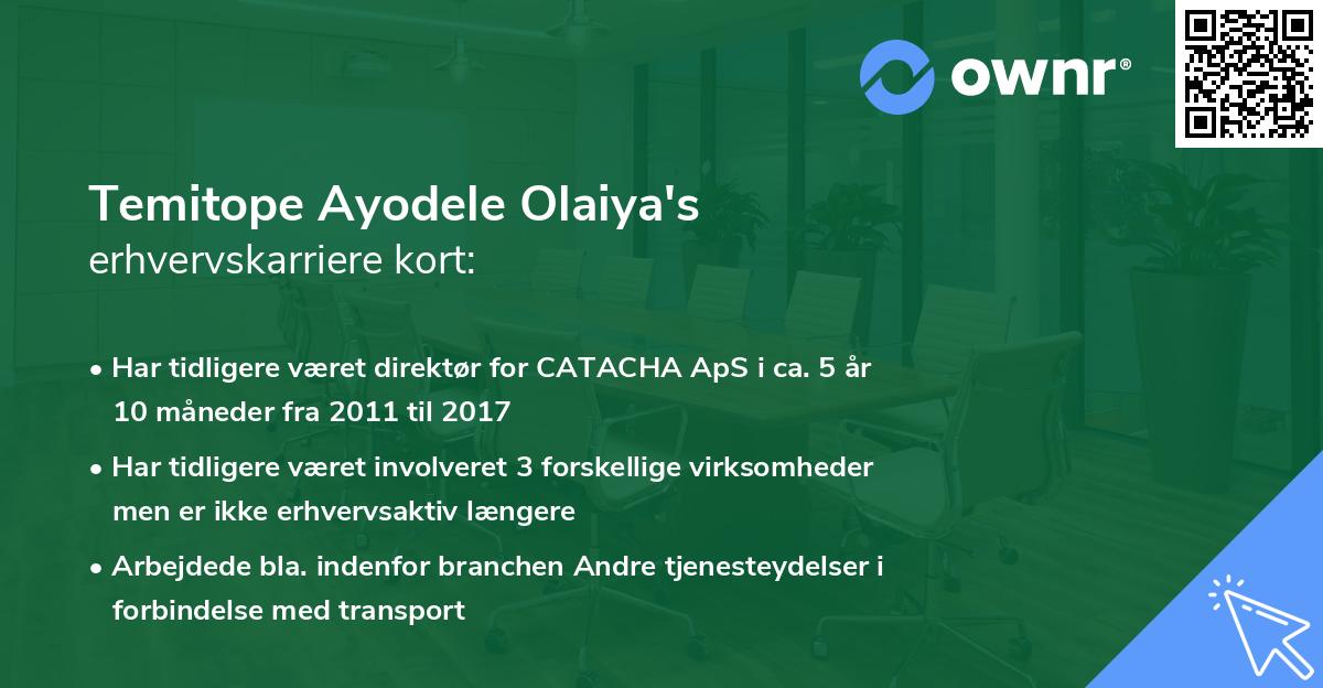Temitope Ayodele Olaiya's erhvervskarriere kort