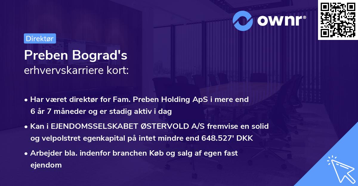 Preben Bograd's erhvervskarriere kort