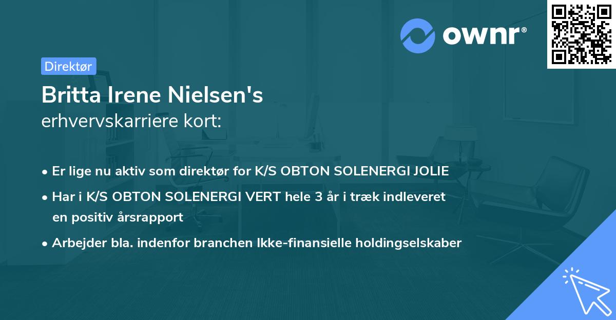 Britta Irene Nielsen's erhvervskarriere kort