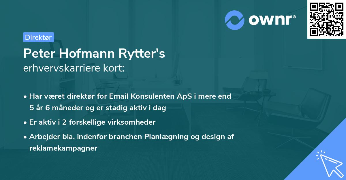 Peter Hofmann Rytter's erhvervskarriere kort