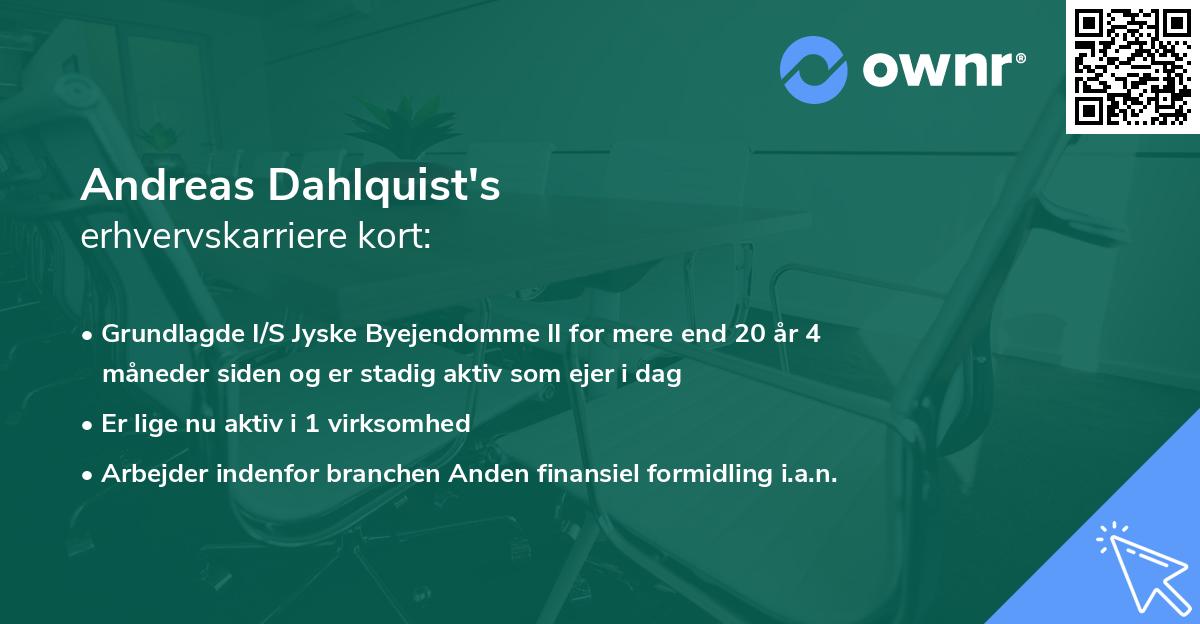 Andreas Dahlquist's erhvervskarriere kort