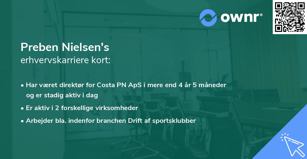 Preben Nielsen's erhvervskarriere kort