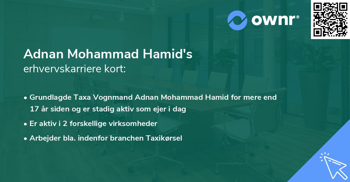 Adnan Mohammad Hamid's erhvervskarriere kort