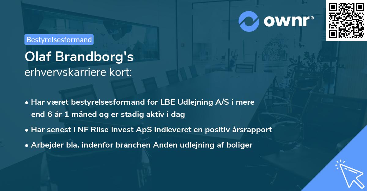 Olaf Brandborg's erhvervskarriere kort