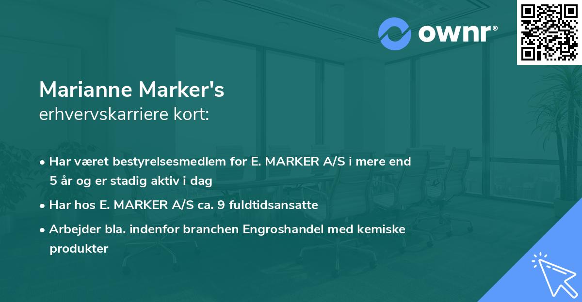 Marianne Marker's erhvervskarriere kort