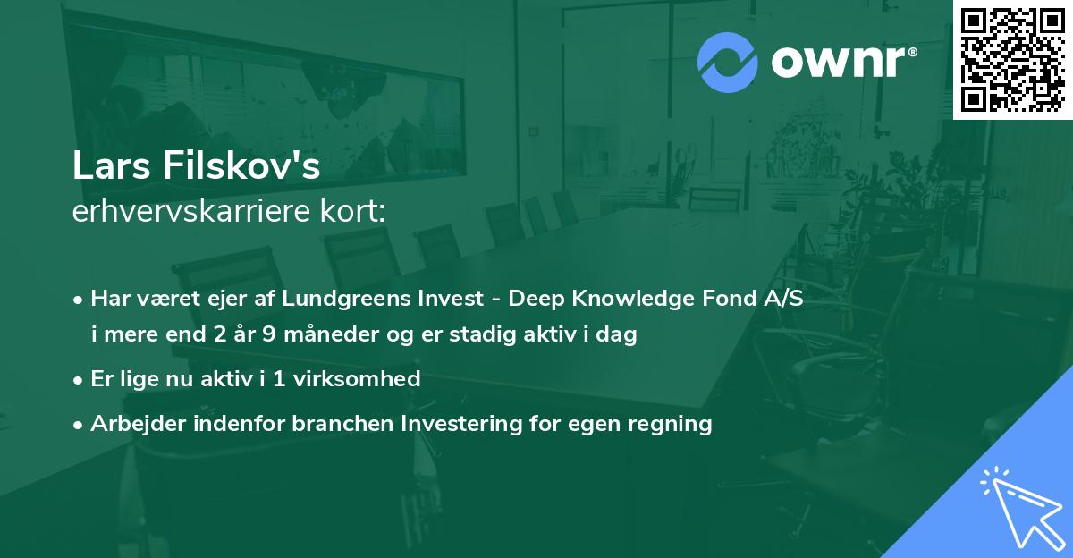 Lars Filskov's erhvervskarriere kort