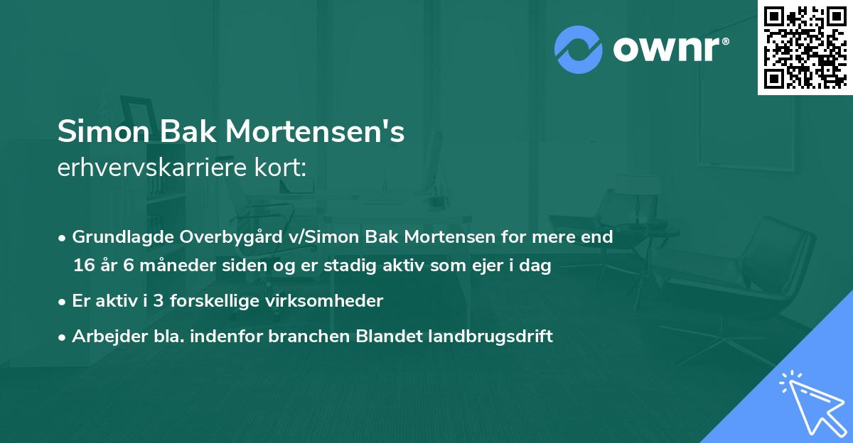 Simon Bak Mortensen's erhvervskarriere kort