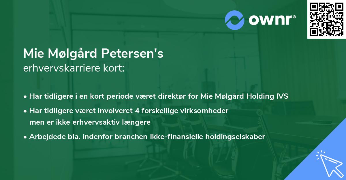 Mie Mølgård Petersen's erhvervskarriere kort
