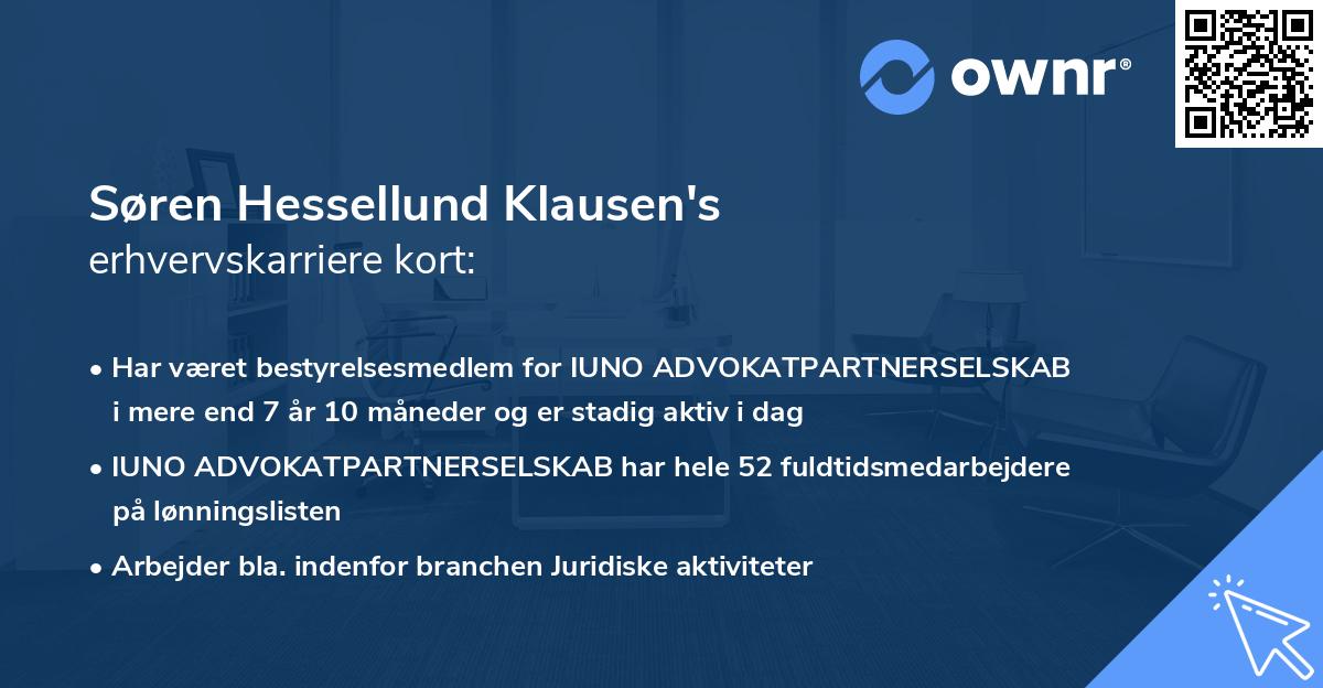 Søren Hessellund Klausen's erhvervskarriere kort