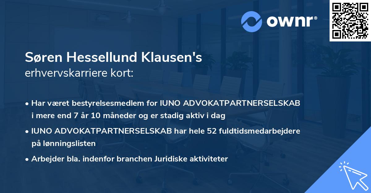 Søren Hessellund Klausen's erhvervskarriere kort