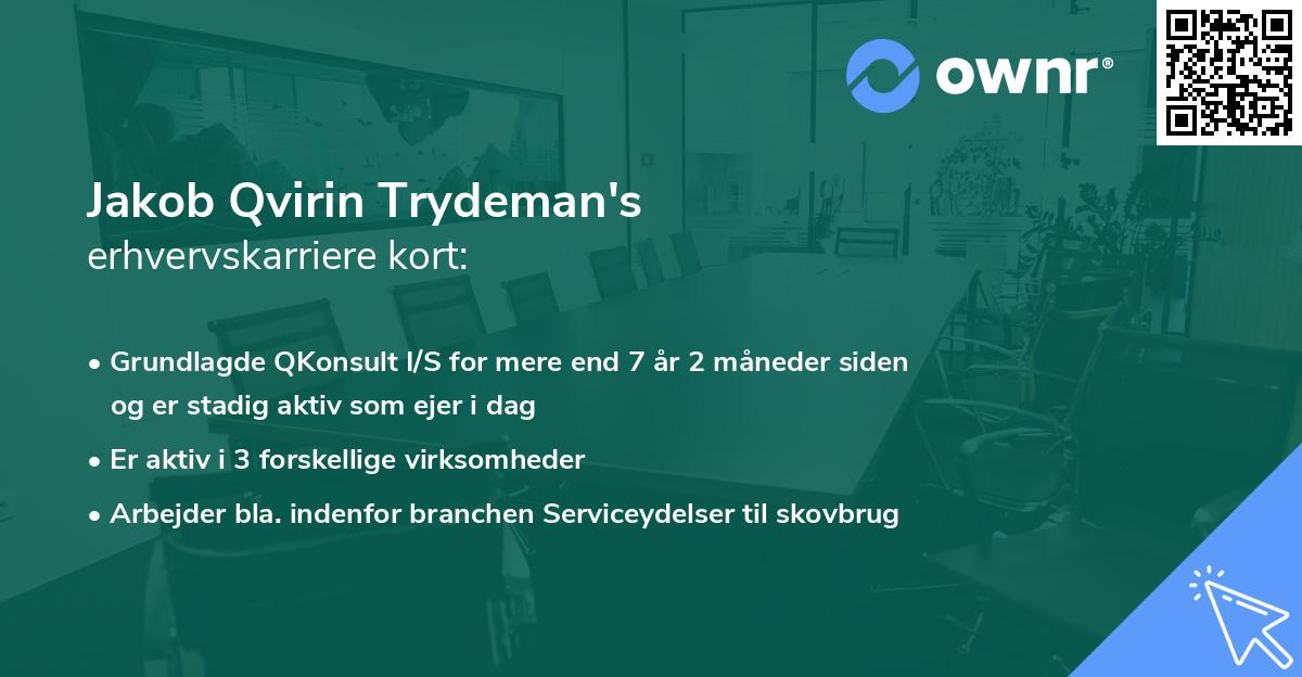 Jakob Qvirin Trydeman's erhvervskarriere kort