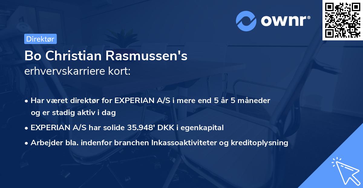 Bo Christian Rasmussen's erhvervskarriere kort