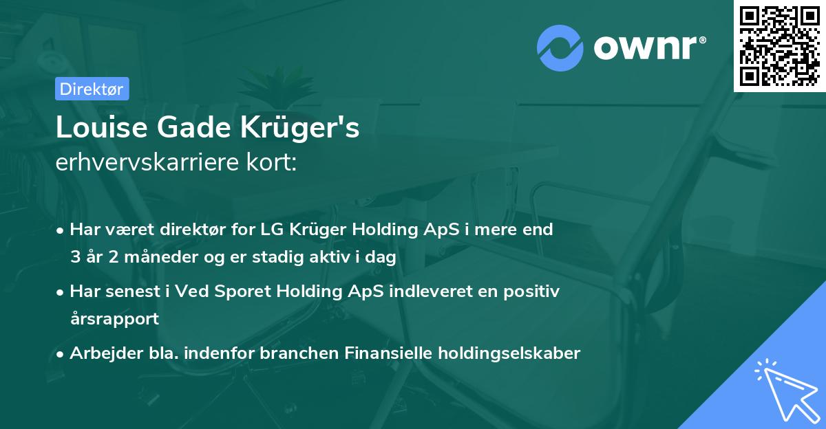 Louise Gade Krüger's erhvervskarriere kort