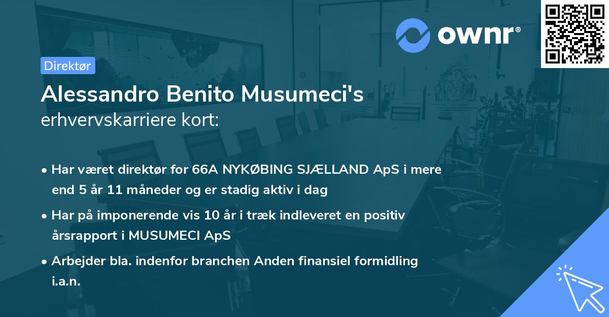 Alessandro Benito Musumeci's erhvervskarriere kort