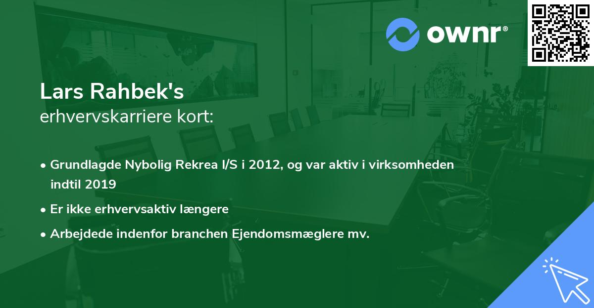 Lars Rahbek's erhvervskarriere kort