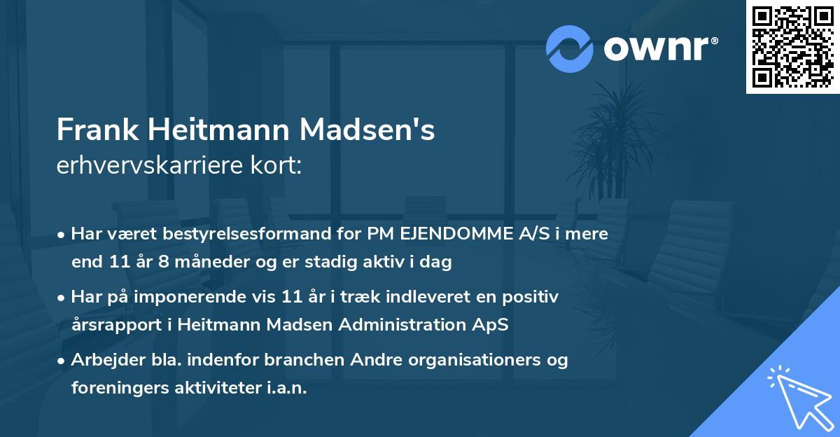 Frank Heitmann Madsen's erhvervskarriere kort