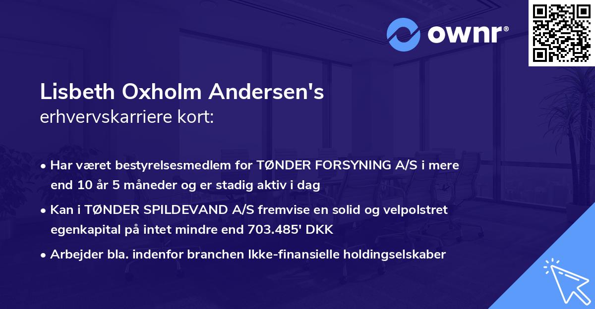 Lisbeth Oxholm Andersen's erhvervskarriere kort