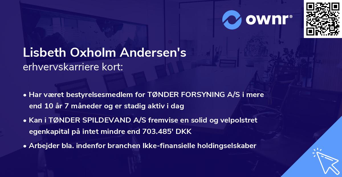 Lisbeth Oxholm Andersen's erhvervskarriere kort