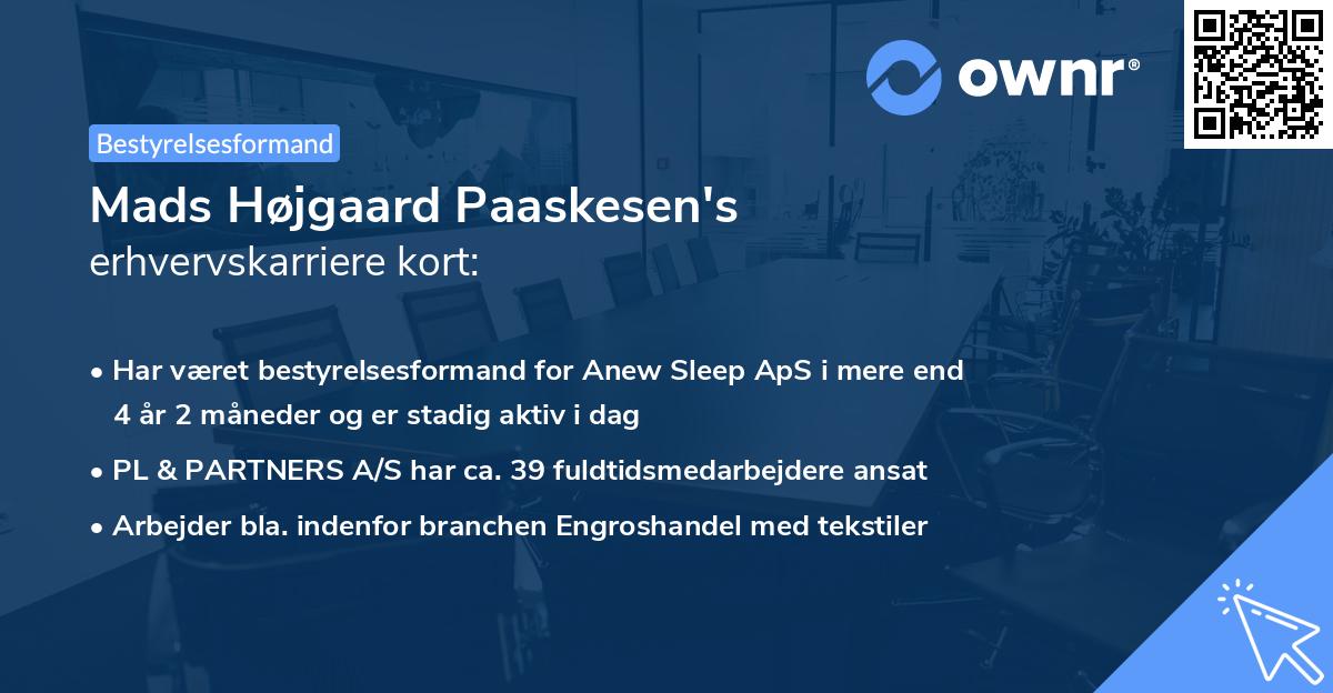 Mads Højgaard Paaskesen's erhvervskarriere kort
