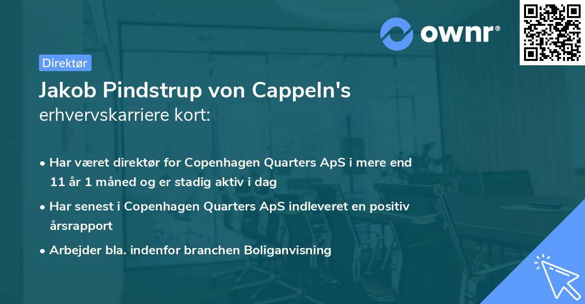 Jakob Pindstrup von Cappeln's erhvervskarriere kort