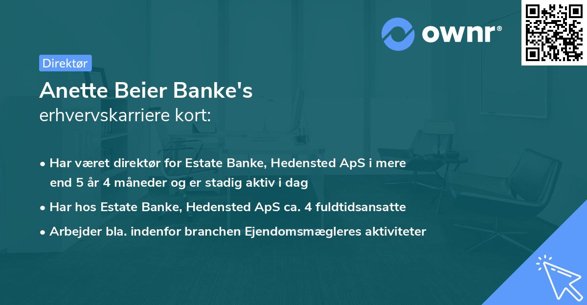 Anette Beier Banke's erhvervskarriere kort